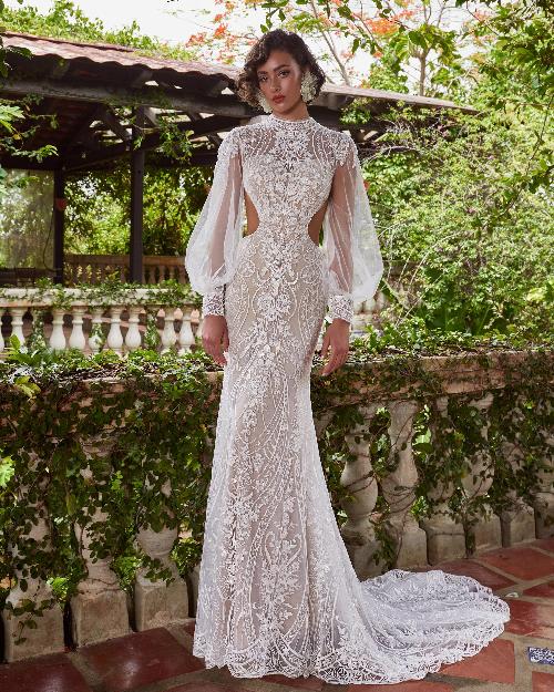 Lp2310 sexy boho wedding dress with long sleeves and open back1